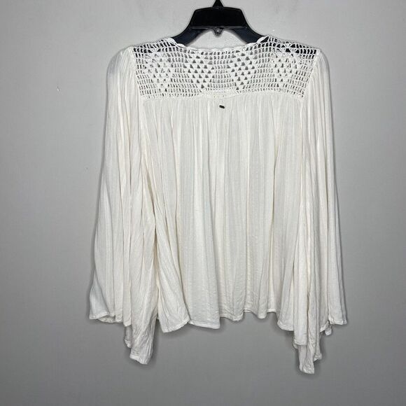 RIPCURL Womens Ivory Crochet Detail Top Flowy 100% Viscose Sz Extra Small XS - Picture 3 of 8
